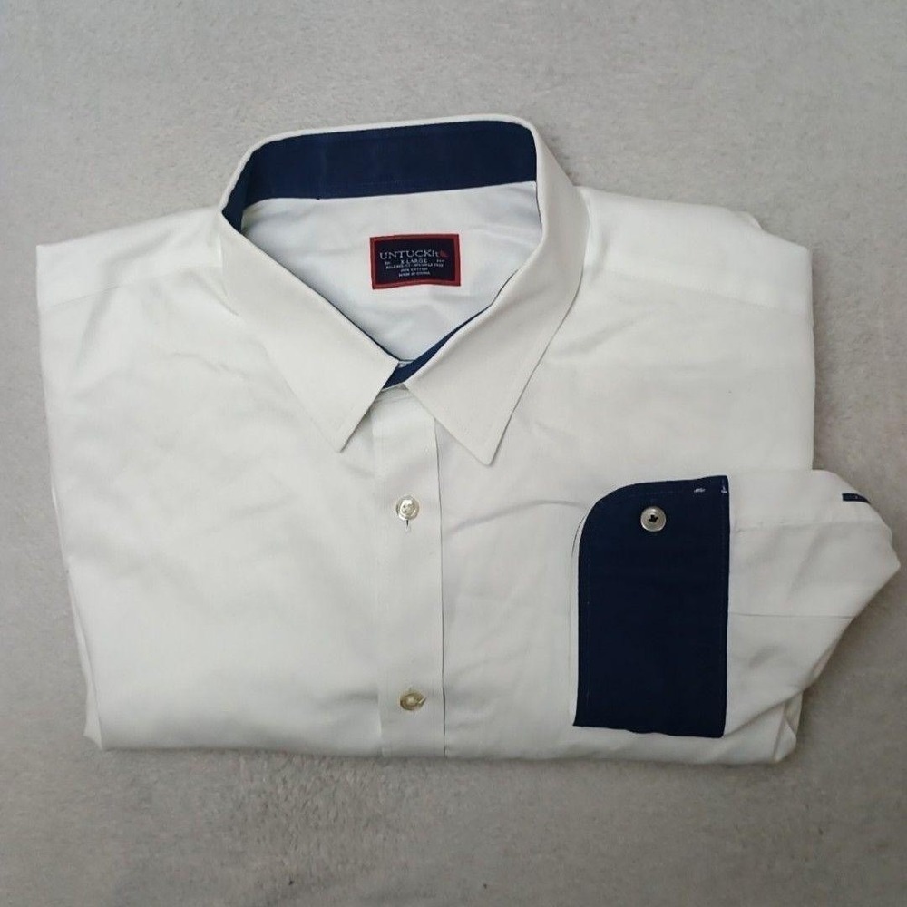 UNTUCKit Shirt Mens XL White Button-Up Relaxed Fit Wrinkle Resistant Las Cases
